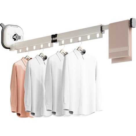 Étendoir à Linge Mural Pliable 360° – Cintre Porte-vêtements Rotatif en Aluminium avec Trous Suspendus pour Balcon, Salle de Bains, Buanderie