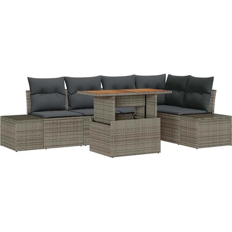 Maison Exclusive - Set Divano da Giardino 6 pcs Grigio Poly Rattan (1/5)