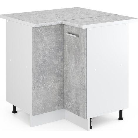 Mueble esquinero universal R-Line, Hormigón, 75.6 cm con puerta, con encimera, Vicco (1/5)