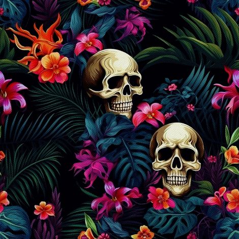 Tela decorativa para exteriores Oxford - Motivo de calavera I DX4371 (1/5)