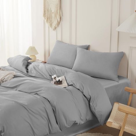 Bettwäsche-Set 155x220 cm 2-teilig aus 100% Baumwolle, Grau