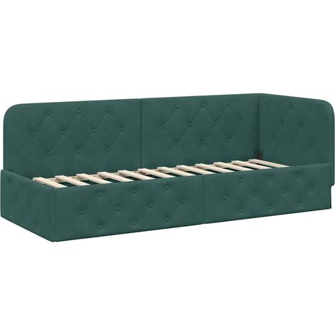 Maison Exclusive - Cornice del letto ad angolo Verde Scuro 80 x 200 cm Velluto