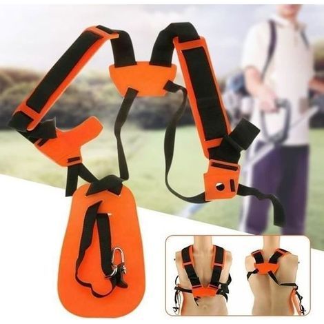 TEMPSA adjustable double-strap harness for brush cutter, orange and black. (1/4)