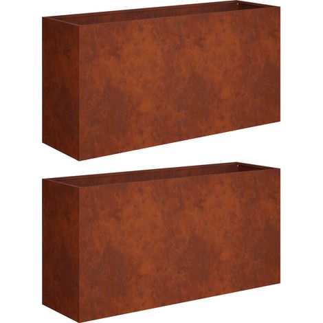 vidaXL Macetero de Jardín 2 uds. Oxidado 100 x 30 x 40 cm (1/2)