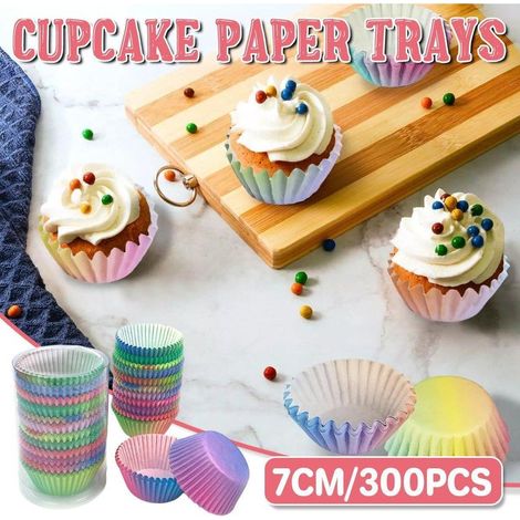 Set mit 300 Papierförmchen für Cupcakes und Muffins in Farbverlaufsfarben (1/4)
