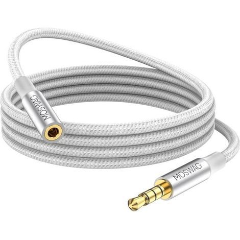 Rallonge Jack Audio 3.5 mm 4 Pôles pour Casque Micro en Nylon Tressé Jack Mâle vers Femelle Câble Extension Audio Stéréo [A1] (1/5)