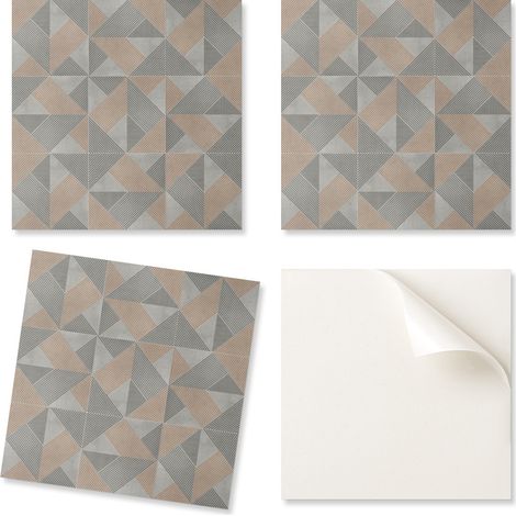 Juego de baldosas de PVC con estampado para sal贸n, autoadhesivas, con dise帽o geom茅trico de tri谩ngulos, 20x20x20 cm.