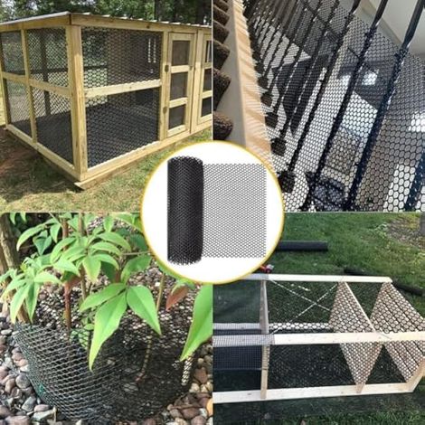 Protection d'écorce d'arbre, protection de tronc en filet, filet de clôture multifonctionnel en plastique, protection d'arbre en filet flexible, clôture pour volaille, filet floral (noir) (1/3)