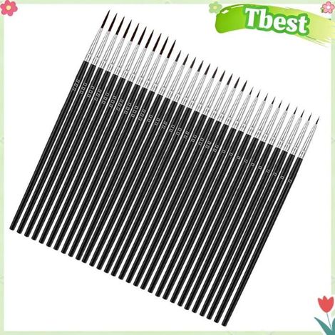 Tbest Ensemble de pinceaux de peinture de détail 30 pièces ensemble de beaux marqueur Noir000 Noir 000 00 0 10 pièces chacune (1/5)