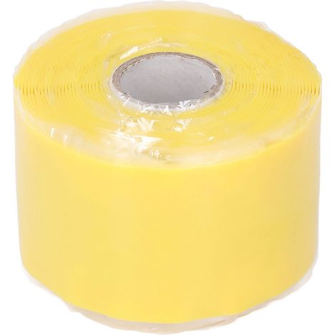Ruban adhésif de réparation en caoutchouc silicone, 5 m de long, 50 mm de large, 0,8 mm d'épaisseur, pour tuyaux d'arrosage. Jaune. (1/5)