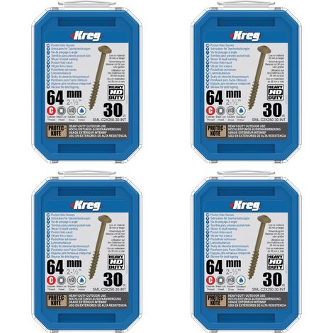 Kreg 4x HD Protec-Kote Maxi-Loc Taschenlochschrauben 64 mm ( 4x SML-C2X250-30-INT ) Grobgewinde 120 Stück