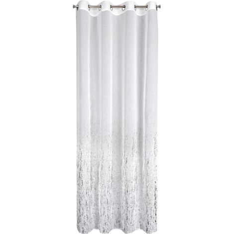 Tenda Olivia 140x250 cm bianca e argento con occhielli EUROFIRANY