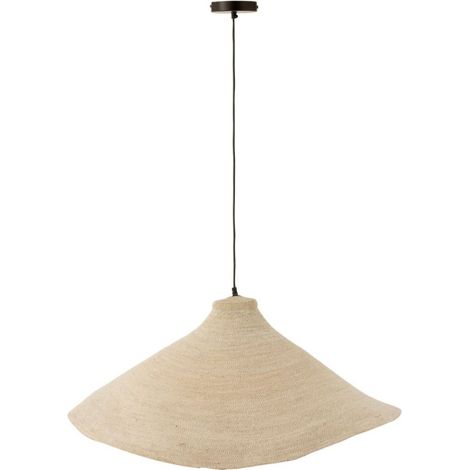 Lampe Suspension en Jonc "Cône" 82cm Blanc (1/4)