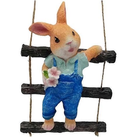 Hängende Gartenfigur, Schaukelhase, für Topf, Garten, Baum (1/5)