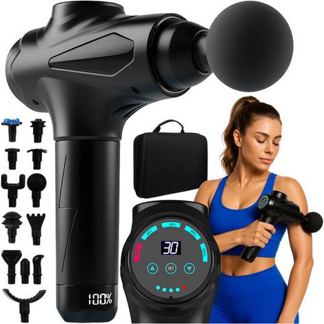 Pistolet de massage a 30 niveaux et 12 embouts