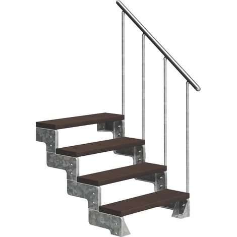 Dolle Außentreppe Gardentop 72-88cm Geschosshöhe mit Trimax dunkelbraun 80cm breit mit Geländer
