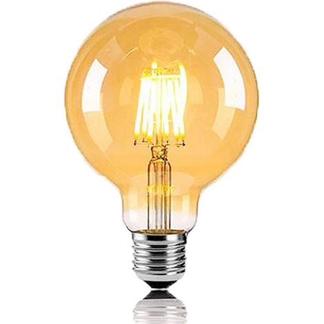 Ampoule LED E27 Ampoule Globe Ampoule G80 6W Blanc Chaud 2800K équivalente 60W Ampoule Halogène Ampoule Filament Verre Ambre Idéal pour éclairage Nostalgique et Rétro (Lot de 1) (1/5)
