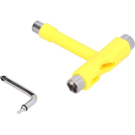 Clé multifonction pour skateboard, kit portable avec clé hexagonale en T, visserie de fixation, couleur jaune, outil de maintenance complet (1/5)