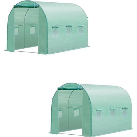 2er-Set polyethylenfolie, 3x2x2m, Ersatzfolie mit 6 Fenster, für Gartentunnel, Gewächshaus, Folientunnel, Gewächshausfolie, Gartenfolie