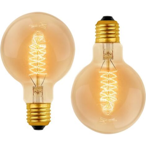 Ampoule Vintage G80 E27 Dimmable 40W Blanc Chaud 2700K, AC 220V, Ampoules de Décoration à Incandescence Rétro E27 Spirale Tungstène Filament Lampe, lot de 2 (1/5)