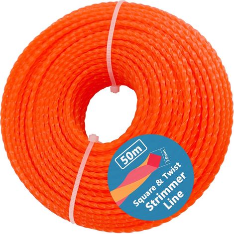 Gedrehter Vierkant-Freischneiderfaden, 3,0 mm x 50 m, robuste Nylon-Schneidfaden, robuste Rasentrimmer-Schneidfaden, 0,12 Zoll x 164 Fuß (1/5)