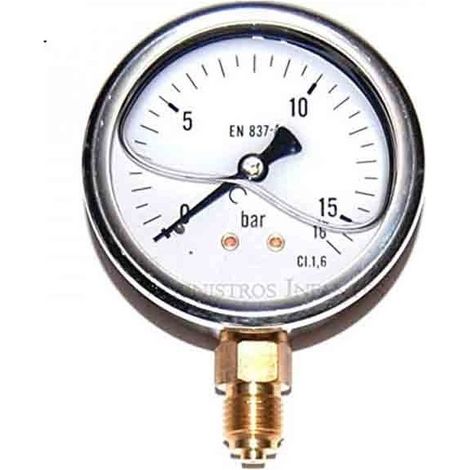 Manometer mit Glycerin-Sphäre 0-16 Bar 1/4'' Druckmesser Sanitär und Gartenbau