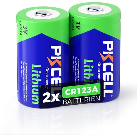Pile CR123A Lithium Batterie 3V 1500mAh - Lot de 2 Idéale pour Caméras Appareil Photo - Non rechargeable (1/5)