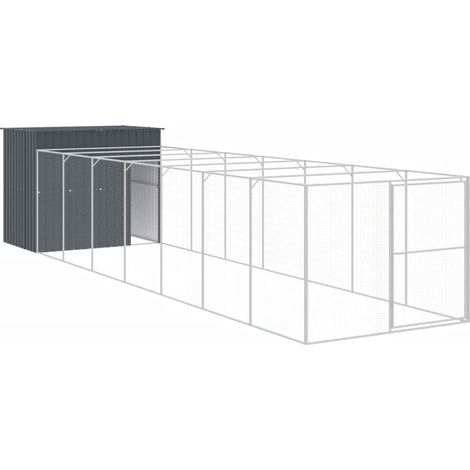 Maison Exclusive - Hundehütte mit Auslauf Anthrazit 214x865x181cm