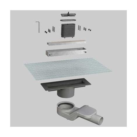 CANALINA DOCCIA ALLUMINIO IN KIT GRIGLIA DOUBLE FACE - CM. 20