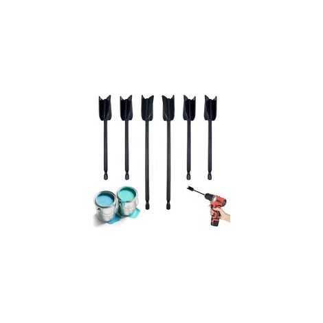 Lot de 6 mélangeurs en résine époxy, pour palette de forage 1/4, mélangeur réutilisable pour peinture époxy, peinture et vernis en céramique (16,5/22 cm) (1/5)
