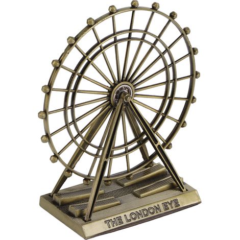 Grande Roue de Londres Ferris Wheel, Ornement Métallique Vert Bronze, Sculpture Déco pour Bureau Maison Club, Cadeau Original (1/5)