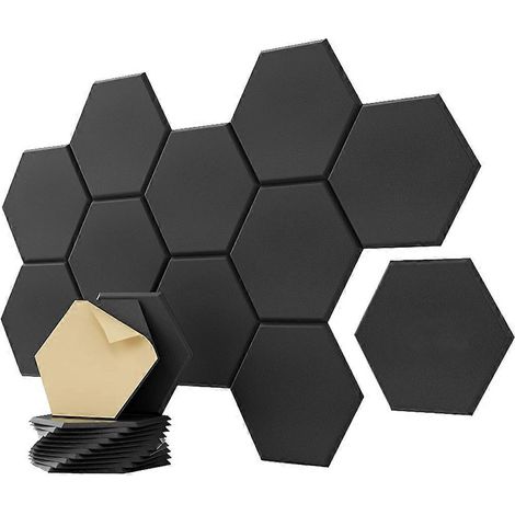 Set mit 12 schwarzen Akustikpaneelen mit den Maßen 30,5 x 25,4 x 1 cm (12 x 10 x 0,4 Zoll) für das Schlafzimmer
