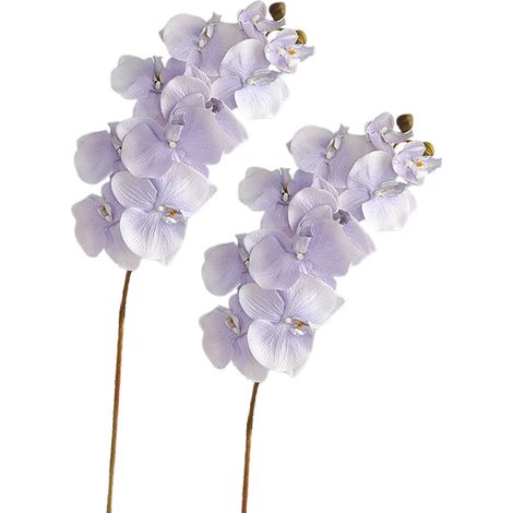 Soavoa Orchidée Artificielle Réaliste en Latex, Tige Courbée de 94 cm pour Décoration Intérieure, Mariage et Centre de Table Élégant, Lot de 2 (1/4)
