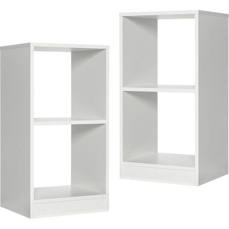 Set di librerie in legno a 2 ripiani con sistema antiribaltamento, bianco