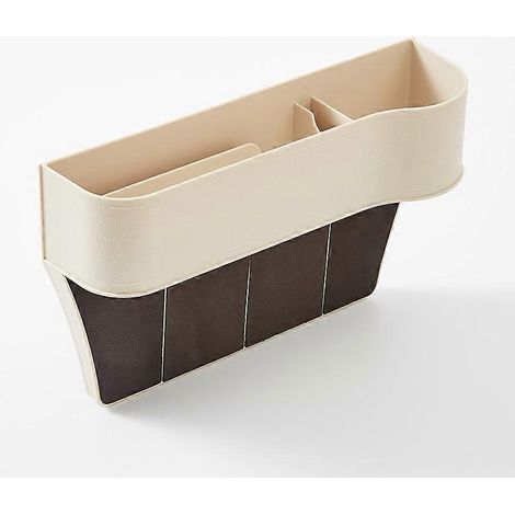 paire de boîtes de rangement pour siège auto, compartiments pour portefeuille et téléphone (beige, côté droit)