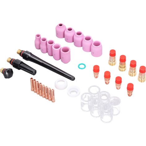 49 pièces kit accessoires soudure TIG, buses céramique, électrodes et pièces détachées pour torches WP‑17/18/26