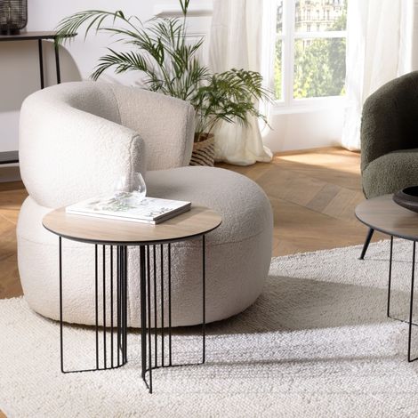 JULIA - Table d'appoint biseautée 50x50cm bois marron (1/5)