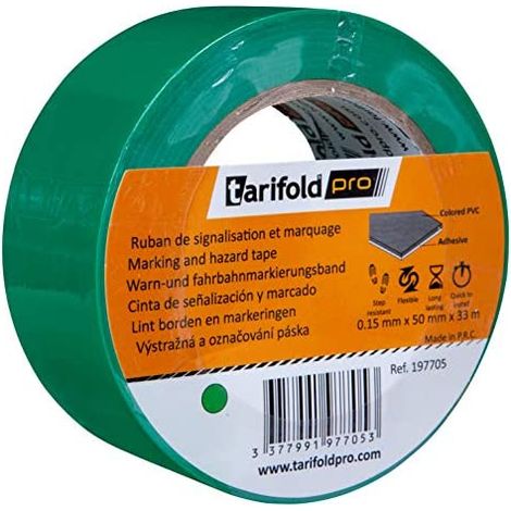 Tarifold - Nastro adesivo per pavimento, segnalazione, sicurezza, colore verde, 50 mm x 33 m, 50 mm x 33 m (1/4)