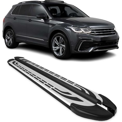 Marchepieds latéraux pédale pour VW Tiguan mk2 2016-2020 Pre-FL Alu Gris Noir 2x