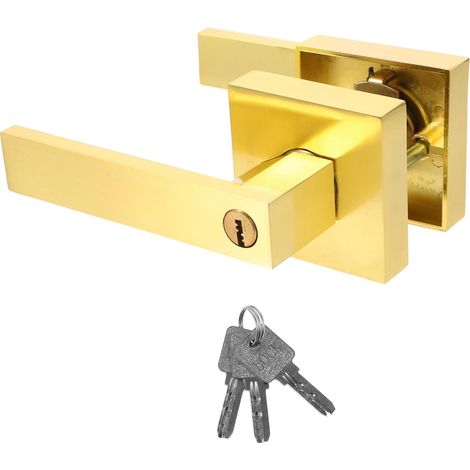 de porte intérieure avec clé en aluminium bouton carré doré