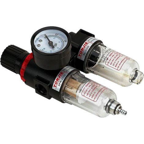 YMYNY Réducteur de pression avec manomètre, unité de maintenance 1/4, séparateur d'eau d'air comprimé, régulateur de pression pour compresseur, filtre pneumatique, régulateur de gaz, processeur
