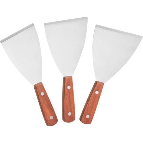 Set de spatules de cuisine — Spatules pour plancha : service, cuisson et nettoyage — Le choix par excellence pour la cuisson des steaks — Set de 3 pièces — Taille S (21 x 7,5 cm) (1/5)