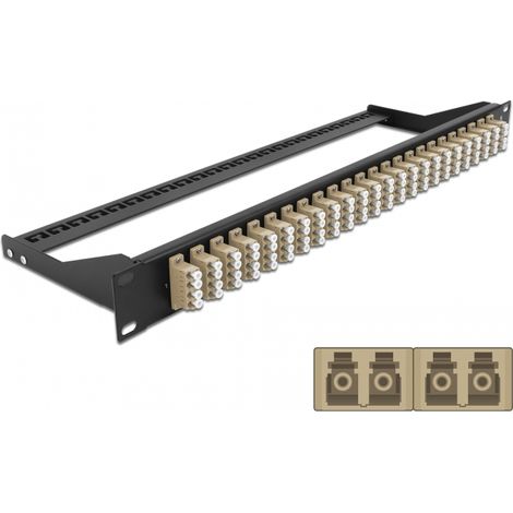 Delock Panel de parches de fibra 19 24 puertos LC Quad beis