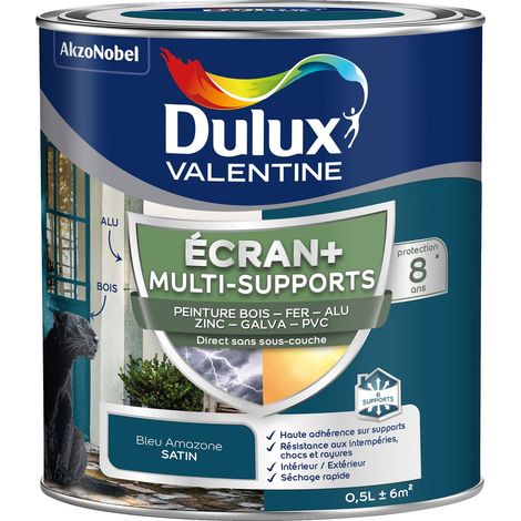ECRAN+ MULTI-SUPPORTS EXTERIEURE - Peinture en Phase Aqueuse Éxtérieur - Satin Bleu Amazone 0,5 L - Dulux Valentine