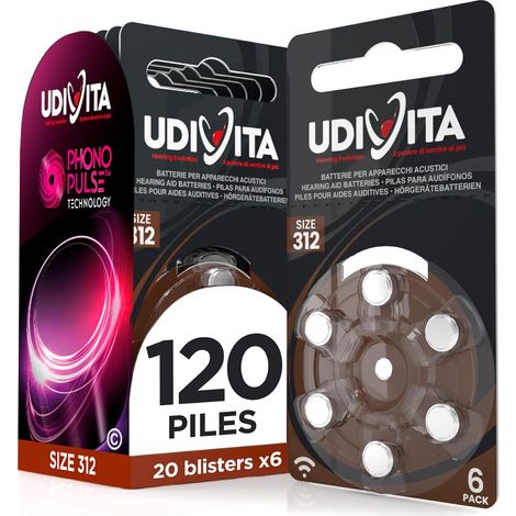 120 Piles pour appareils auditifs Taille 312. - 20 blisters avec 6 Piles (1/5)