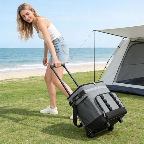 Isolierte Kühltasche mit Rollen, wasserdicht und isoliert, 35 l – ideal für Camping, Strand und Reisen (1/5)