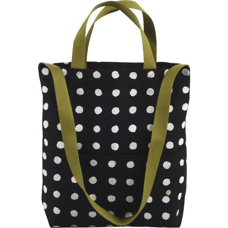 Sac Cabas Fourre-Tout en Coton Biologique Motif à Pois avec Poches 37 x 35 x 9 cm - PANGIVO