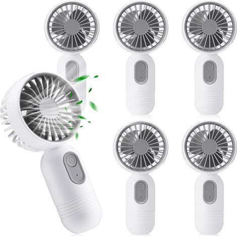Mini ventilatore portatile da 6 pezzi – 3 velocità, ricaricabile tramite USB, leggero, ideale per ciglia, trucco, interni, esterni e viaggi (bianco) (1/5)