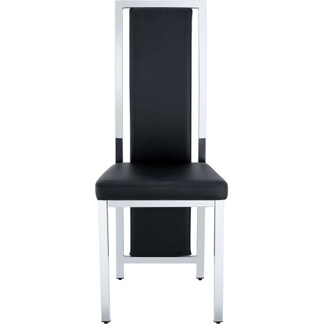 Set di 4 sedie da pranzo nere in PU con struttura in metallo argento 109 cm MODENUIT (1/5)