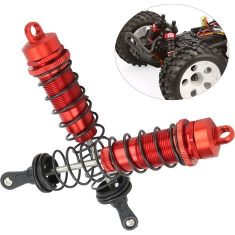 Pieces 140mm Adjustable RC Oil Shock Absorbers for TRAXXAS SLASH 2WD 1/8 Remote Control Car Red (1/5)